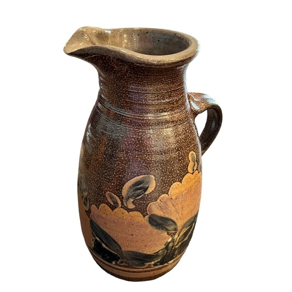 Terry Plasket Salt Glaze 10” Pitcher Floral - Picture 5 of 5